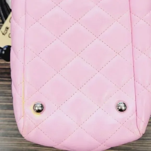 Chanel pink black quilter leather Cambon bowler tote bag / shoulder bag - Picture 7 of 16